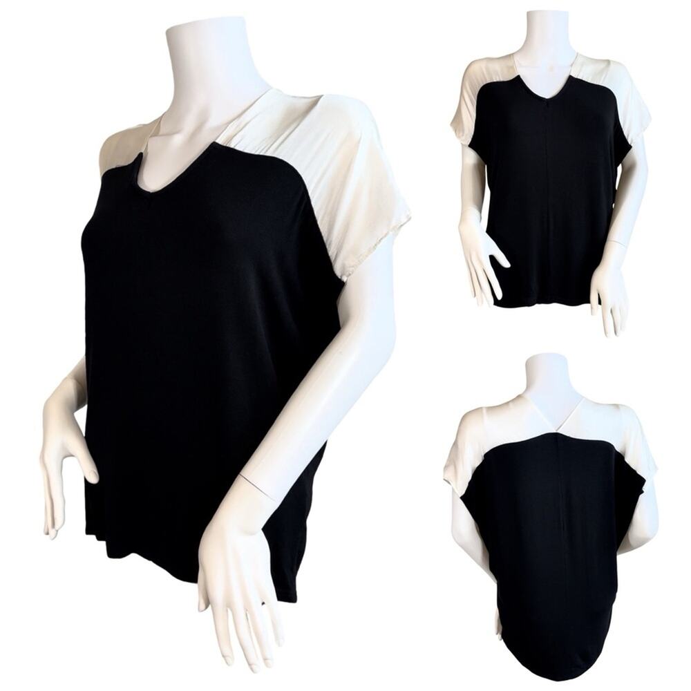 Red Haute Satin Shoulder Black Shirt SZ S $118